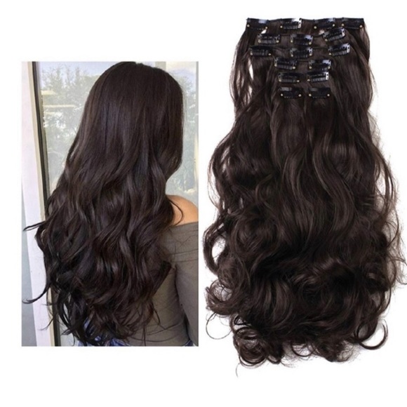 DARK BROWN 7 PEICE CLIP INS *NWT* - Picture 2 of 3